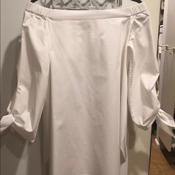 Tibi Tops - Tibi Off The Shoulder Tie Sleeve Woven Top